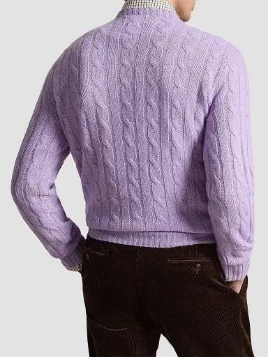 Polo Ralph Lauren Men's Cashmere Cable-Knit Crewneck Sweater - Tanzanite Purple | Thumbnail 3