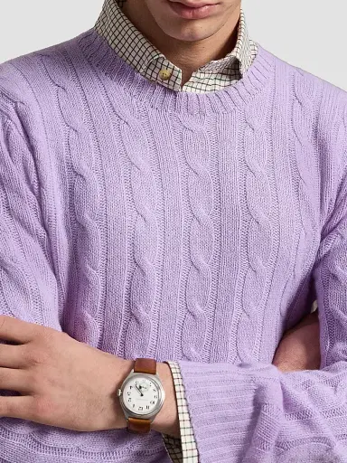 Polo Ralph Lauren Men's Cashmere Cable-Knit Crewneck Sweater - Tanzanite Purple | Thumbnail 5