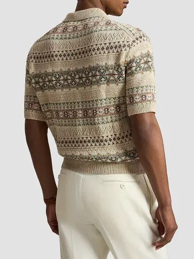 Polo Ralph Lauren Men's Fair Isle Cotton-Linen Knit Polo Shirt | Thumbnail 3 Polo Ralph Lauren Men's Fair Isle Cotton-Linen Knit Polo Shirt | Thumbnail 3