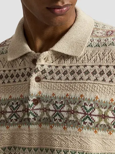 Polo Ralph Lauren Men's Fair Isle Cotton-Linen Knit Polo Shirt | Thumbnail 5 Polo Ralph Lauren Men's Fair Isle Cotton-Linen Knit Polo Shirt | Thumbnail 5
