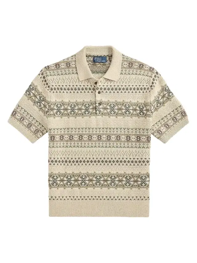 Polo Ralph Lauren Men's Fair Isle Cotton-Linen Knit Polo Shirt - Tan Combo