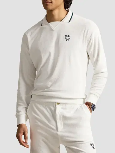 Polo Ralph Lauren Men's Terry Polo-Collar Sweatshirt - White - Size XXL | Thumbnail 4