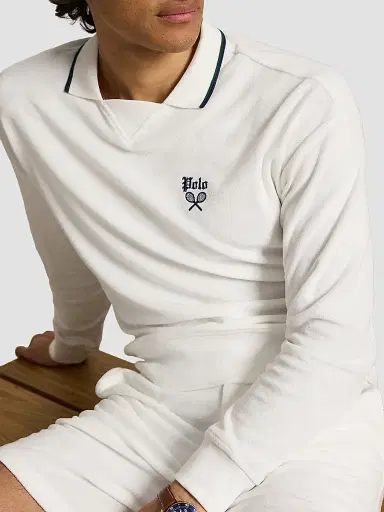 Polo Ralph Lauren Men's Terry Polo-Collar Sweatshirt - White - Size XXL | Thumbnail 5