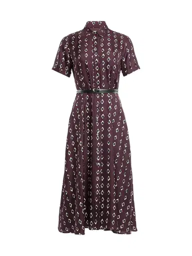 Altuzarra Women's Kiera Silk Printed Midi Dress - Deep Cherry Diamond - Size 12 | Thumbnail 1