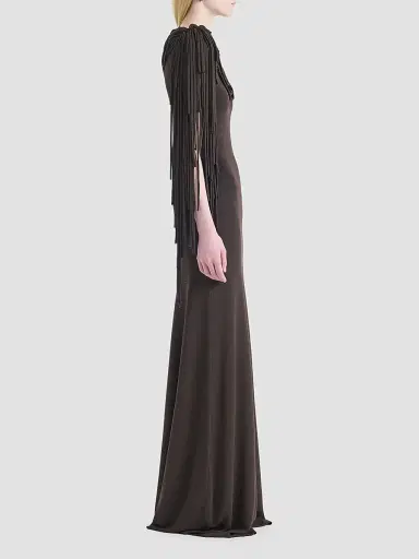 Altuzarra Women's Chaney Drape Fringe Maxi Dress - Fudge - Size Large | Thumbnail 4 Altuzarra Women's Chaney Drape Fringe Maxi Dress - Fudge - Size Large | Thumbnail 4
