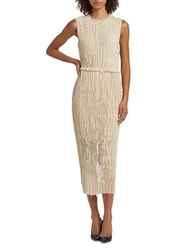 Jason Wu Collection Women's Pleated Fil Coupe Sheath Dress - Light Suede | Thumbnail 2 Jason Wu Collection Women's Pleated Fil Coupe Sheath Dress - Light Suede | Thumbnail 2