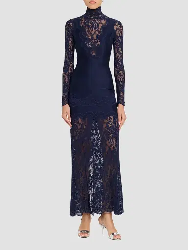 Rabanne Women's Lace Turtleneck Maxi Dress | Thumbnail 2 Rabanne Women's Lace Turtleneck Maxi Dress | Thumbnail 2