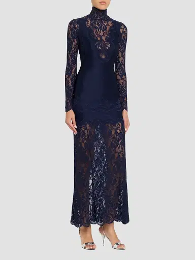 Rabanne Women's Lace Turtleneck Maxi Dress | Thumbnail 4 Rabanne Women's Lace Turtleneck Maxi Dress | Thumbnail 4