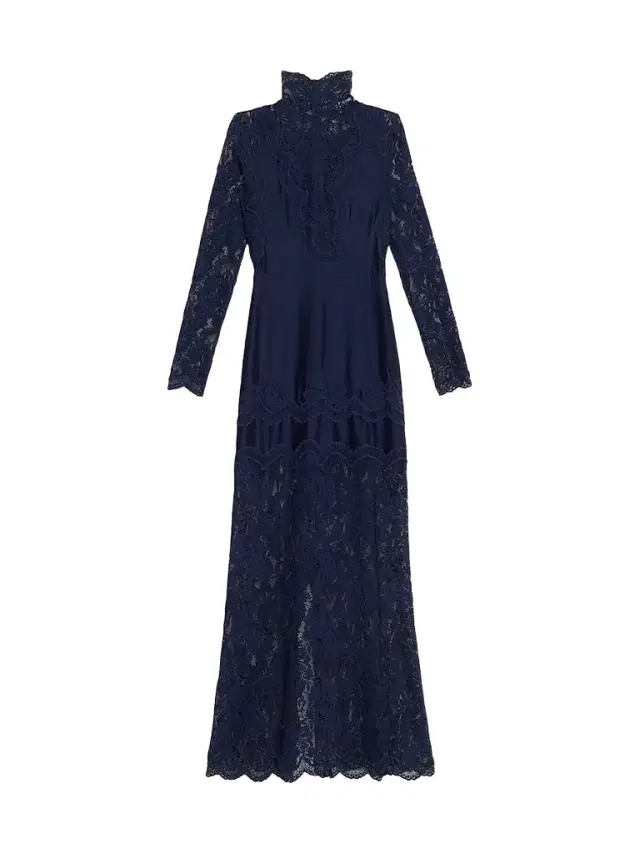 Rabanne Women's Lace Turtleneck Maxi Dress - Deep Navy
