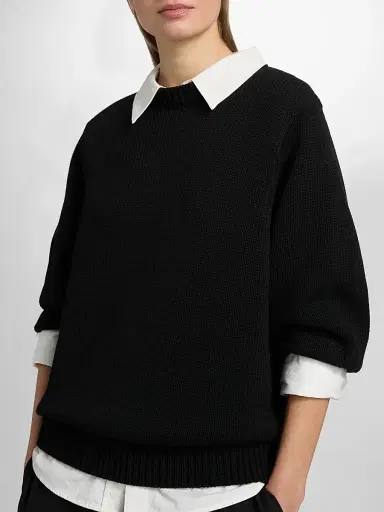 TOTEME Women's Oversized Cotton Crewneck Sweater | Thumbnail 6 TOTEME Women's Oversized Cotton Crewneck Sweater | Thumbnail 6