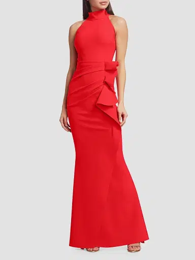 Chiara Boni La Petite Robe Women's Gudrum Halter Ruffle Gown | Thumbnail 3 Chiara Boni La Petite Robe Women's Gudrum Halter Ruffle Gown | Thumbnail 3