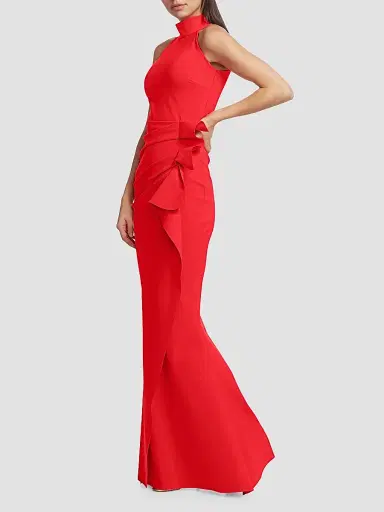 Chiara Boni La Petite Robe Women's Gudrum Halter Ruffle Gown | Thumbnail 4 Chiara Boni La Petite Robe Women's Gudrum Halter Ruffle Gown | Thumbnail 4