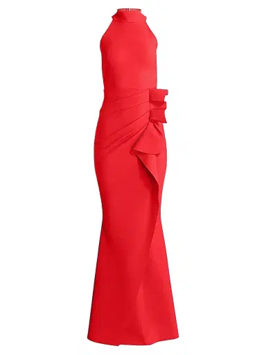 Chiara Boni La Petite Robe Women's Gudrum Halter Ruffle Gown | Thumbnail 1 Chiara Boni La Petite Robe Women's Gudrum Halter Ruffle Gown | Thumbnail 1