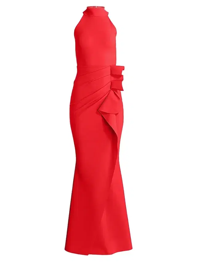 Chiara Boni La Petite Robe Women's Gudrum Halter Ruffle Gown - Passion