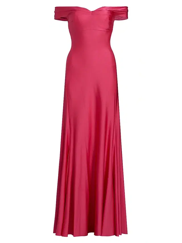 Chiara Boni La Petite Robe Women's Goem Satin Off-The-Shoulder Gown - Raspberry