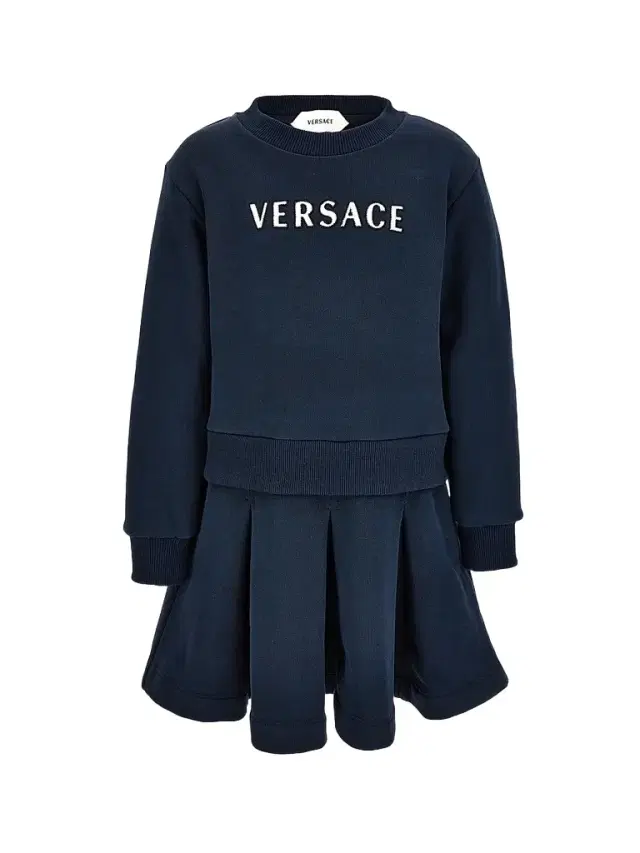 Little Girl's & Girl's Embroidered Logo Dress - Dark Navy