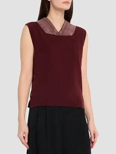 Maison Margiela Women's Fuse Wool Knit Top - Bordeaux Ecru | Thumbnail 4 Maison Margiela Women's Fuse Wool Knit Top - Bordeaux Ecru | Thumbnail 4