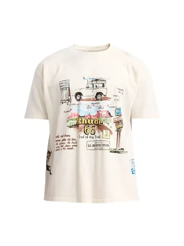 Rhude Men's Highway One T-Shirt - Vintage White Multi