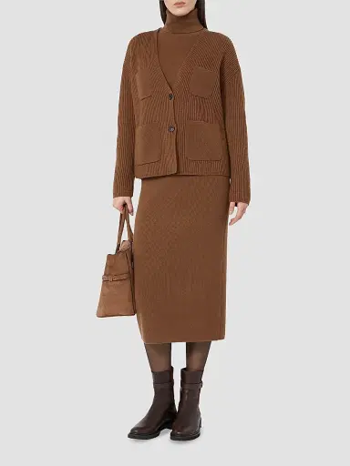 Max Mara Women's Wool and Cashmere Turtleneck Sweater - Tobacco - Size XL | Thumbnail 2