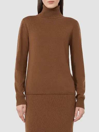 Max Mara Women's Wool and Cashmere Turtleneck Sweater - Tobacco - Size XL | Thumbnail 3