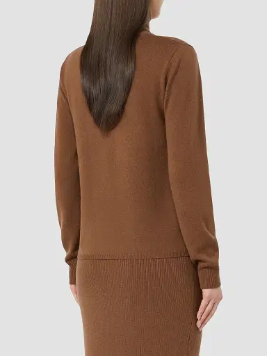Max Mara Women's Wool and Cashmere Turtleneck Sweater - Tobacco - Size XL | Thumbnail 4