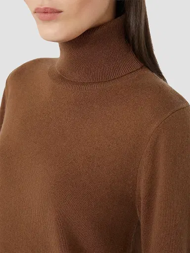 Max Mara Women's Wool and Cashmere Turtleneck Sweater - Tobacco - Size XL | Thumbnail 5