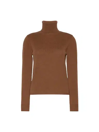 Max Mara Women's Wool and Cashmere Turtleneck Sweater - Tobacco - Size XL | Thumbnail 1