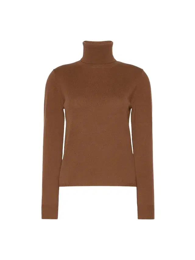 Max Mara Women's Wool and Cashmere Turtleneck Sweater - Tobacco