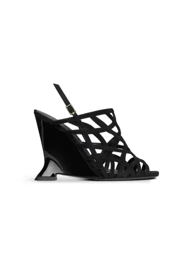 Balmain Wedge Cage sandals in suede | Thumbnail 1 Balmain Wedge Cage sandals in suede | Thumbnail 1