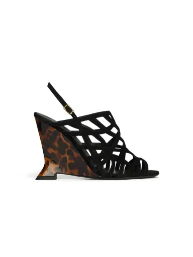 Balmain Wedge Cage sandals in suede | Thumbnail 1 Balmain Wedge Cage sandals in suede | Thumbnail 1