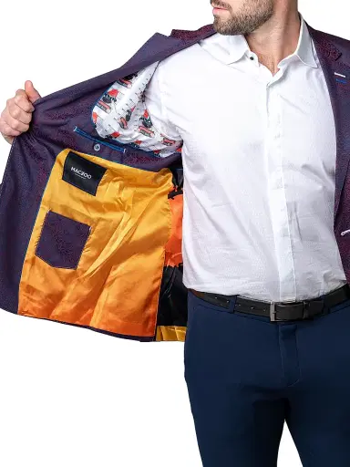 Maceoo Men's Blazer Socrates Moxy Multi - Dark Purple | Thumbnail 3