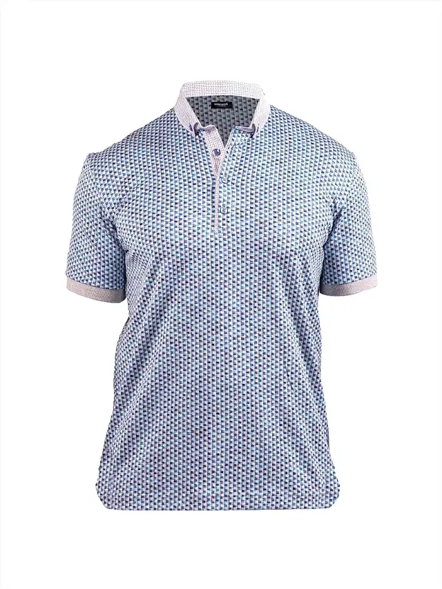 Maceoo Men's Polo Collar Shirt - Blue