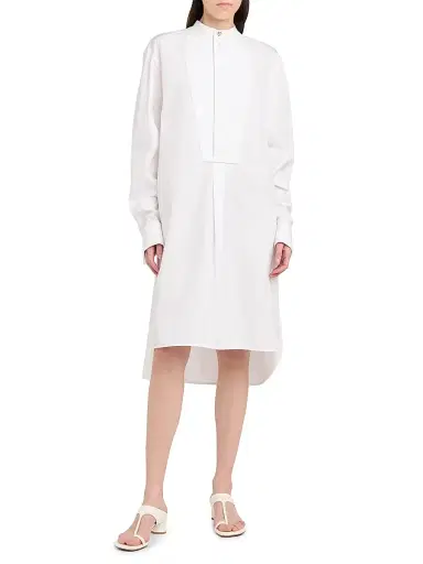 Bottega Veneta Women's Tuxedo-Bib Cotton Poplin Shirtdress | Thumbnail 3 Bottega Veneta Women's Tuxedo-Bib Cotton Poplin Shirtdress | Thumbnail 3