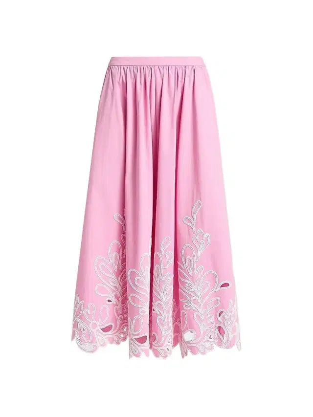 Cinq à Sept Women's Espe Floral-Embroidered Cotton Maxi Skirt - Rosewater Pink White