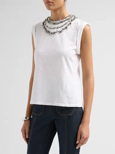 Cinq à Sept Women's Bella Layered Necklace T-Shirt | Thumbnail 4