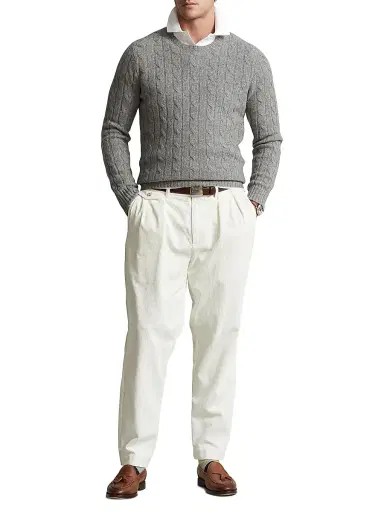 Polo Ralph Lauren Men's Cashmere Cable-Knit Sweater - Grey - Size XXL | Thumbnail 2