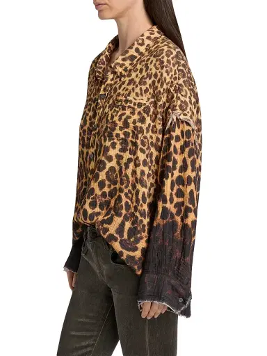 R13 Women's Leopard-Print Cotton Shirt - Dipped Brown Leopard - Size XXS | Thumbnail 4 R13 Women's Leopard-Print Cotton Shirt - Dipped Brown Leopard - Size XXS | Thumbnail 4