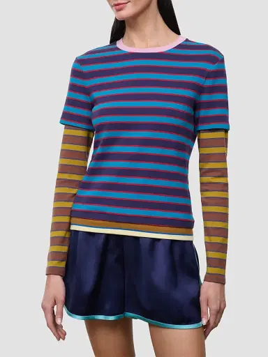 Staud Women's Dillon Striped Layered Top - Potter Stripe Multi - Size XL | Thumbnail 4