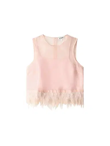 Staud Women's Avi Silk Feather-Trim Top - Sandrose - Size XL | Thumbnail 1