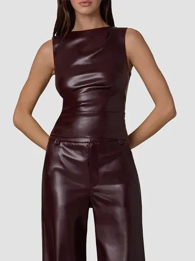 Joe's Jeans Women's The Meg Faux-Leather Top - Cabernet - Size XS | Thumbnail 4 Joe's Jeans Women's The Meg Faux-Leather Top - Cabernet - Size XS | Thumbnail 4