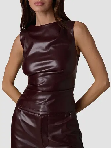 Joe's Jeans Women's The Meg Faux-Leather Top - Cabernet - Size XS | Thumbnail 5 Joe's Jeans Women's The Meg Faux-Leather Top - Cabernet - Size XS | Thumbnail 5