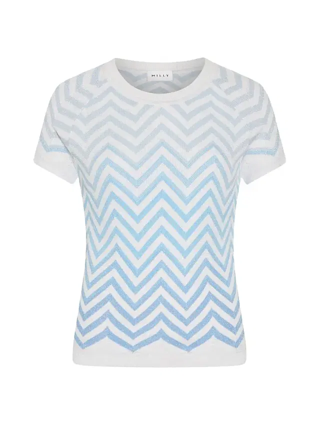 Milly Women's Kaira Chevron Knit Top - Blue Multi