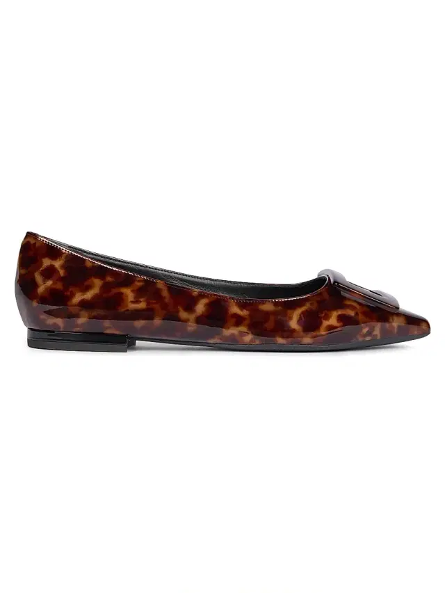 Roger Vivier Women's Gommettine Tortoiseshell-Print Patent Leather Ballerina Flats - Marrone Africa