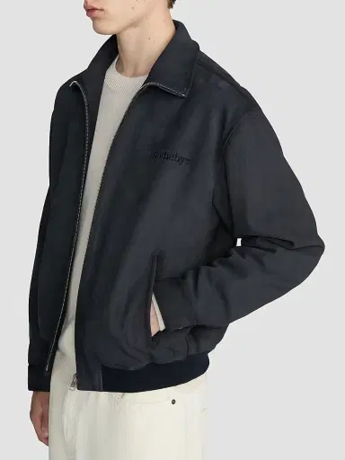 Frame Men's x Sotheby's Suede Zip-Up Bomber Jacket - Navy Washed - Size XL | Thumbnail 4 Frame Men's x Sotheby's Suede Zip-Up Bomber Jacket - Navy Washed - Size XL | Thumbnail 4