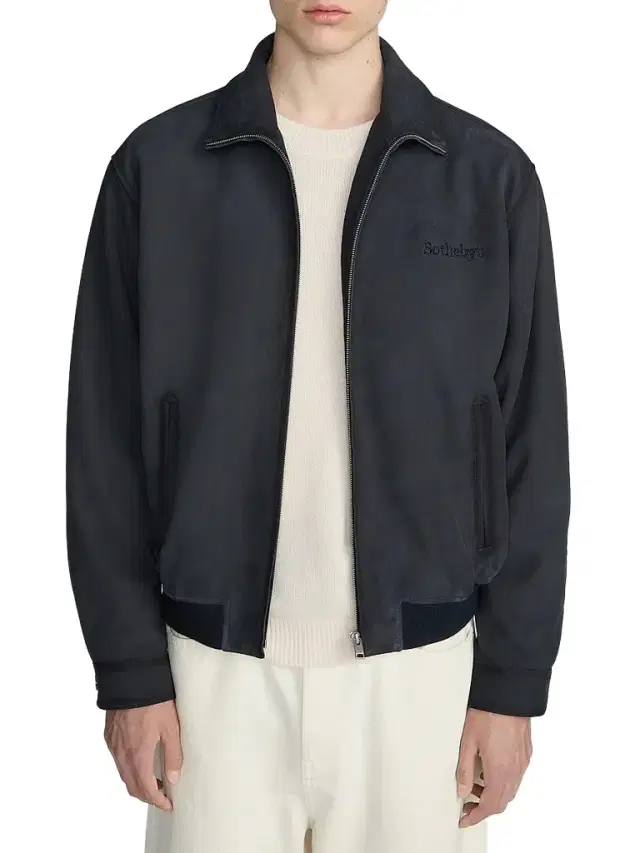Men's x Sotheby's Suede Zip-Up Bomber Jacket - Navy Washed