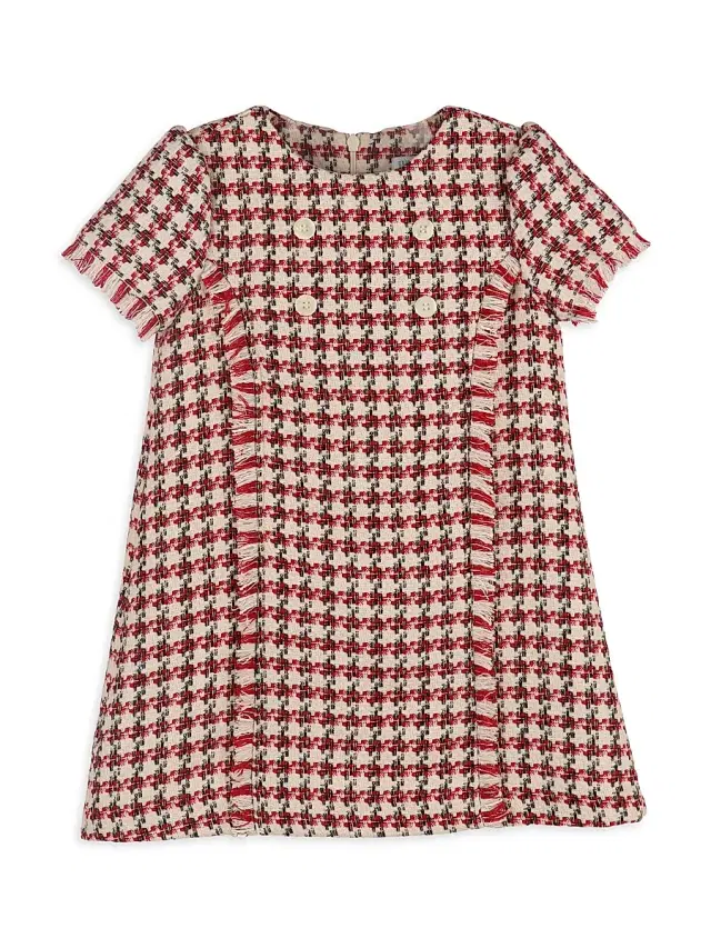 Luli & Me Little Girl's Tweed A-Line Dress - Red