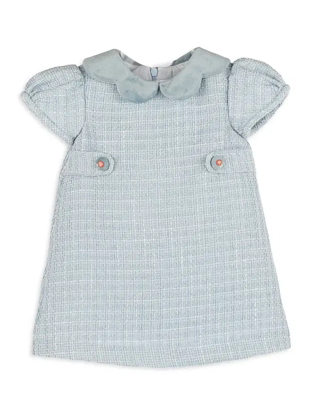 Luli & Me Little Girl's Sherpa-Trim Tweed Dress - Blue