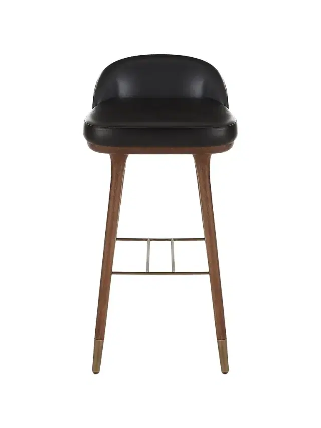 Arteriors Walsh Leather & Wood Bar Stool - Black
