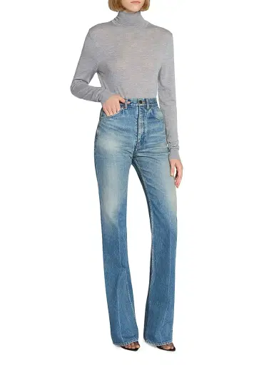 Saint Laurent Women's 70's Authentic Medium Denim Jeans - Authentic Medium Blue | Thumbnail 3