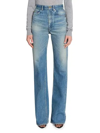 Saint Laurent Women's 70's Authentic Medium Denim Jeans - Authentic Medium Blue | Thumbnail 4